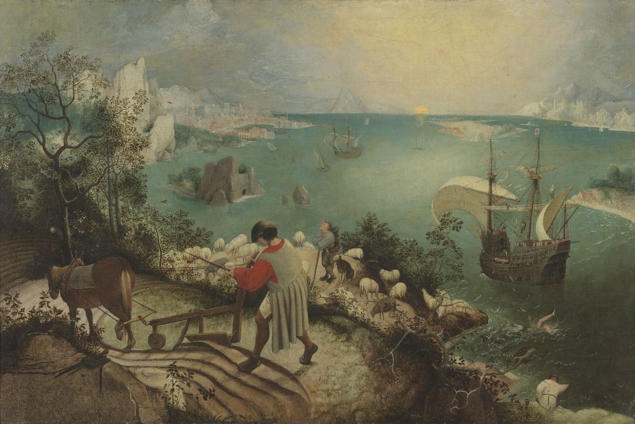 इकारस के पतन के साथ लैंडस्केप, सी। 1560 द्वारा Bruegel