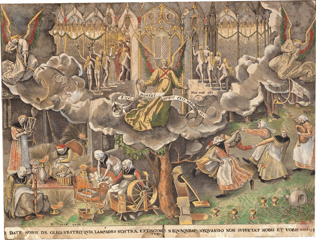 समझदार और मूर्ख कुंवारियों का दृष्टांत, सी। 1560. द्वारा Bruegel