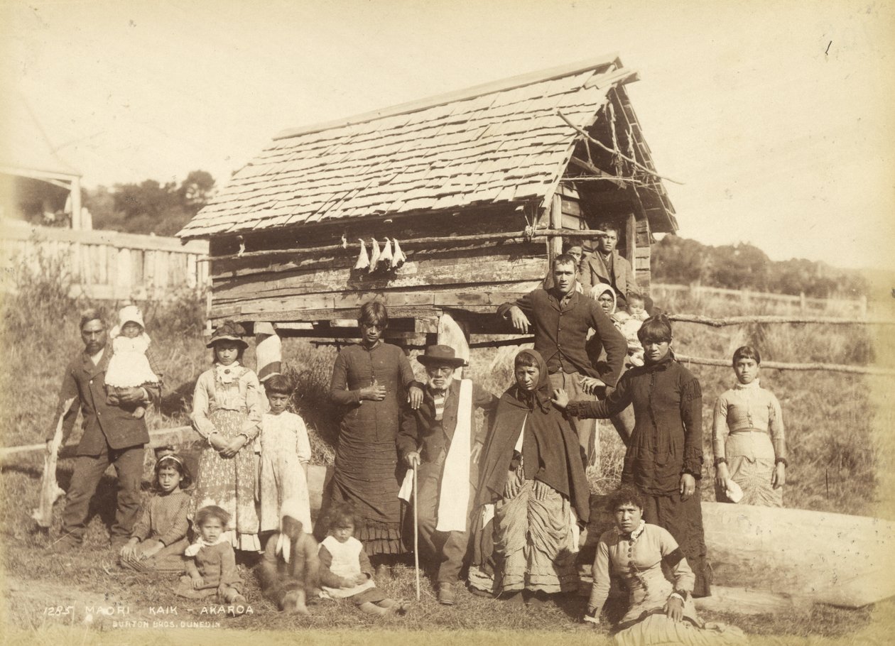 माओरी काक - अकोरा, c.1884 (एल्बम प्रिंट द्वारा बर्टन ब्रदर्स स्टूडियो
