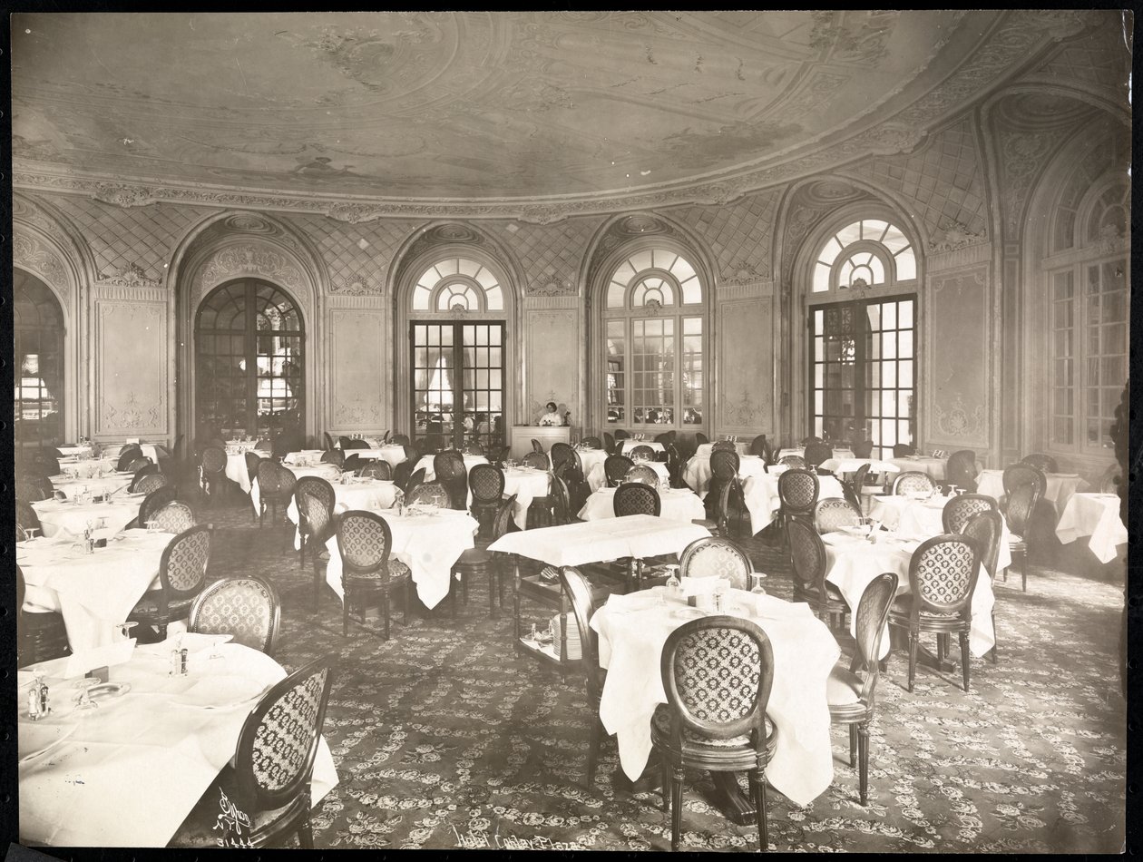 बोस्टन, 1912 या 1913 को कोप्ले प्लाजा होटल में भोजन कक्ष (सिल्वर जिलेटिन प्रिंट) द्वारा बायरन कंपनी