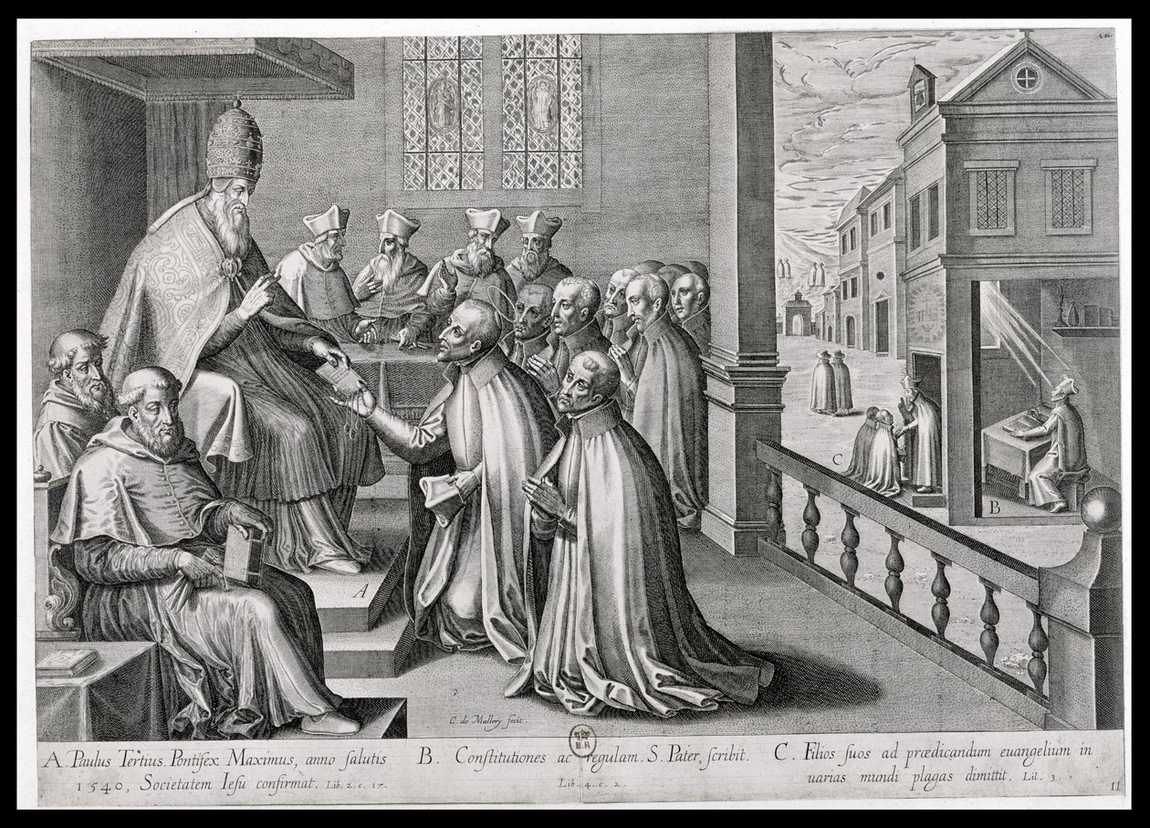 पोप पॉल III (1468-1549) 1540 की सोसायटी ऑफ जीसस का नियम प्राप्त करना द्वारा सी। मलॉय