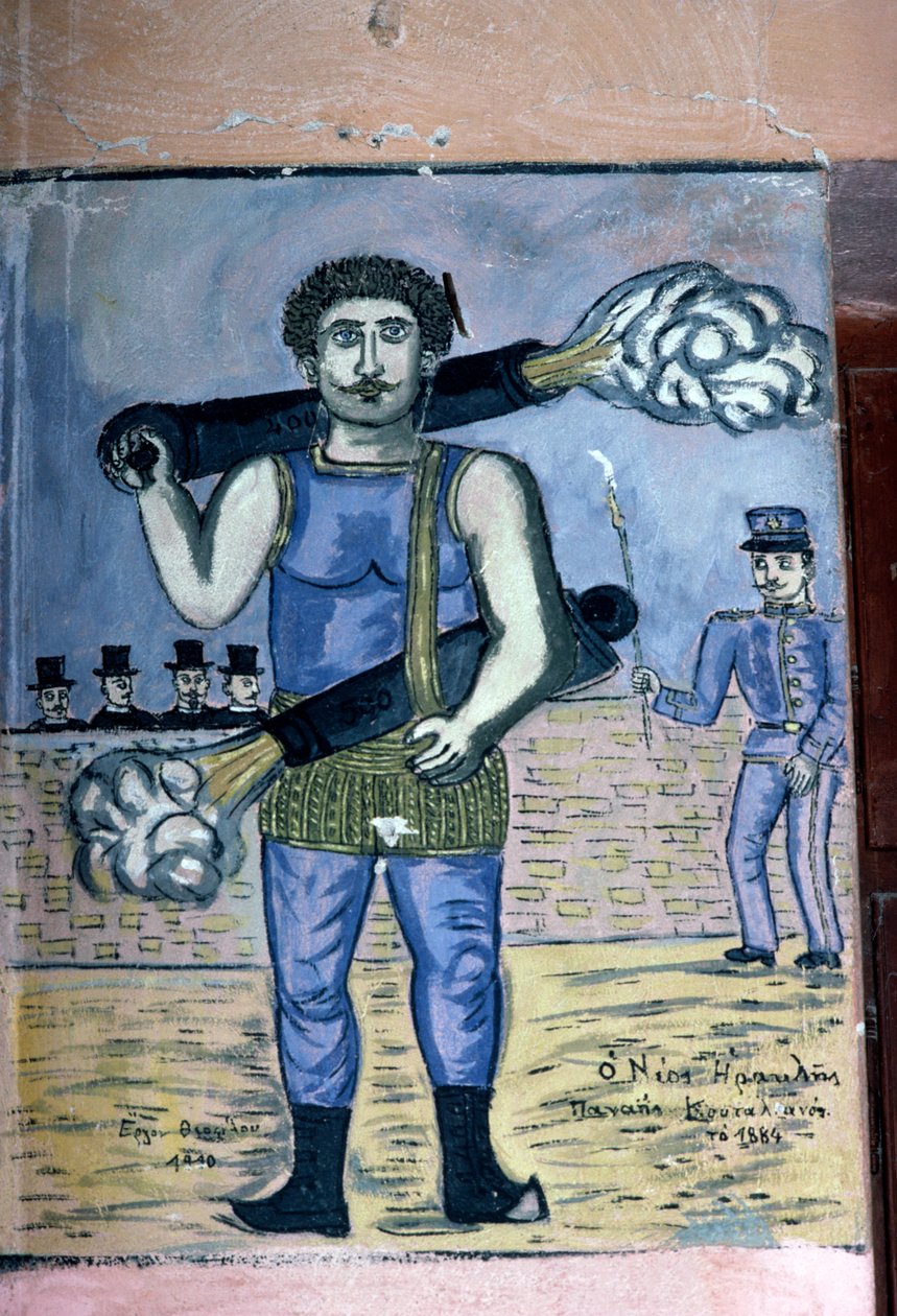Panais Koutalianos (1847-1916), बंदूक के साथ बलवान, ग्रीक लोक संस्कृति से प्रेरित पेंटिंग, Theophilos Hatzimihail (1870-1934), ग्रीस (फोटो) द्वारा द्वारा जेबी और ब्राउन जे। और रोबोथम