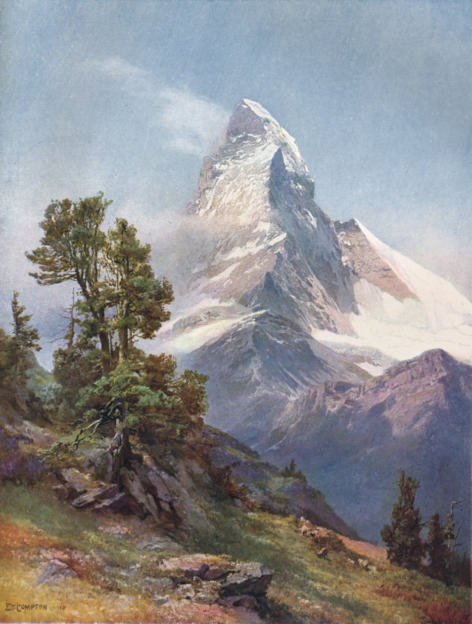 द मैटरहॉर्न फ्रॉम रिफ़ेलबर्ग, 1917 द्वारा सी एंगरर और गोस्चली