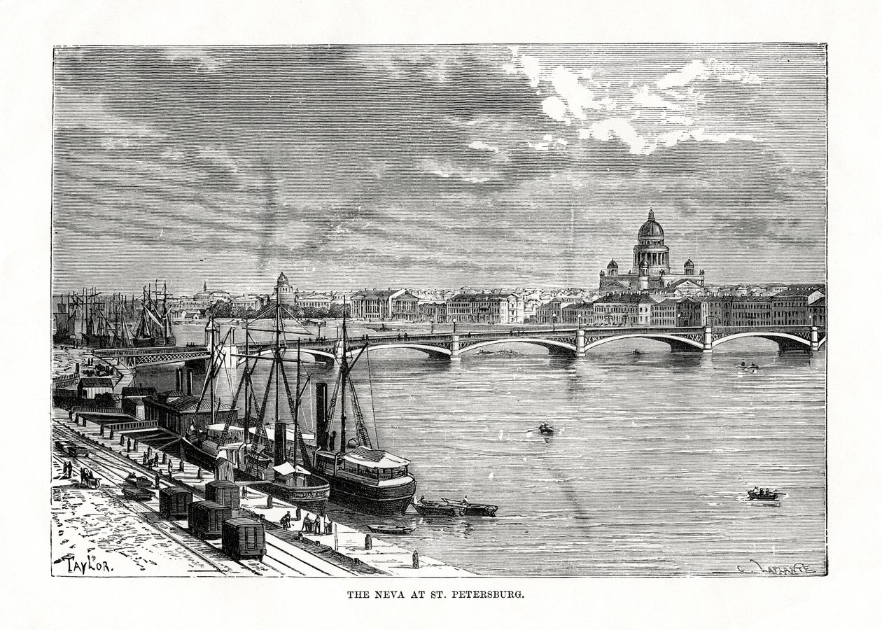 नेवा नदी, सेंट पीटर्सबर्ग, 1879 द्वारा सी। लाप्लांट