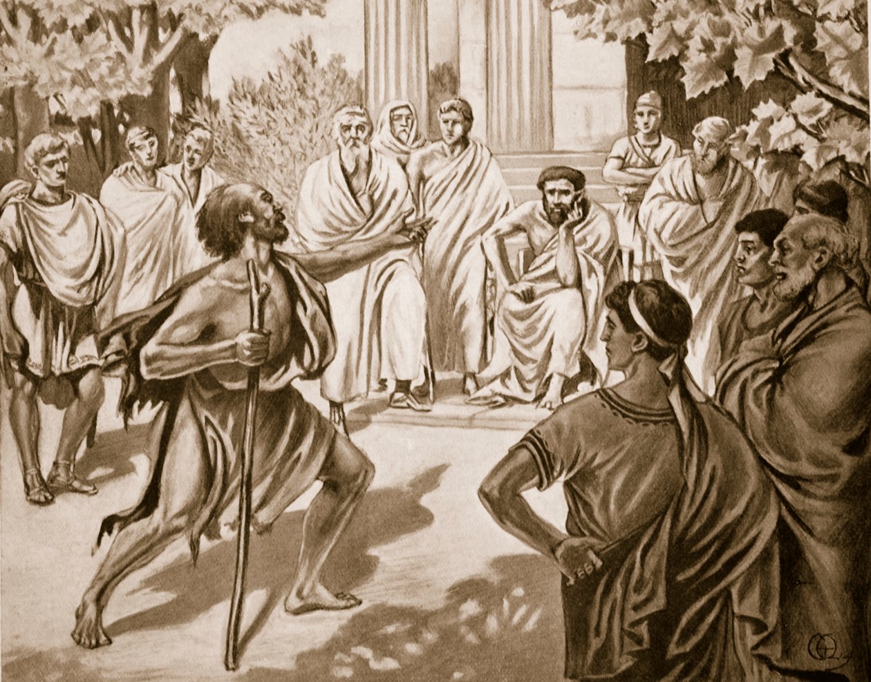 डायोजनीज और प्लेटो, हचिन्सन हिस्ट्री ऑफ़ द नेशंस, 1915 से चित्रण द्वारा सी। टाइटस