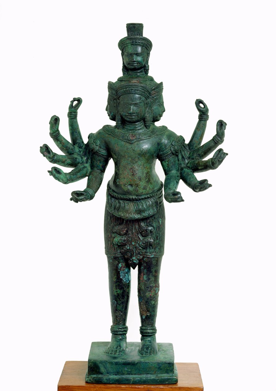 कई भुजाओं और सिर वाला शिव, अंगकोर (कांस्य) द्वारा कंबोडियन स्कूल