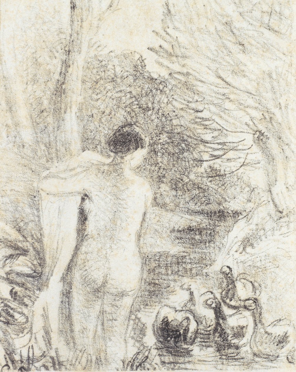 हंसों के साथ नग्न, c.1895 (258996 के लिए अध्ययन) द्वारा केमिली जैकब पिसारो