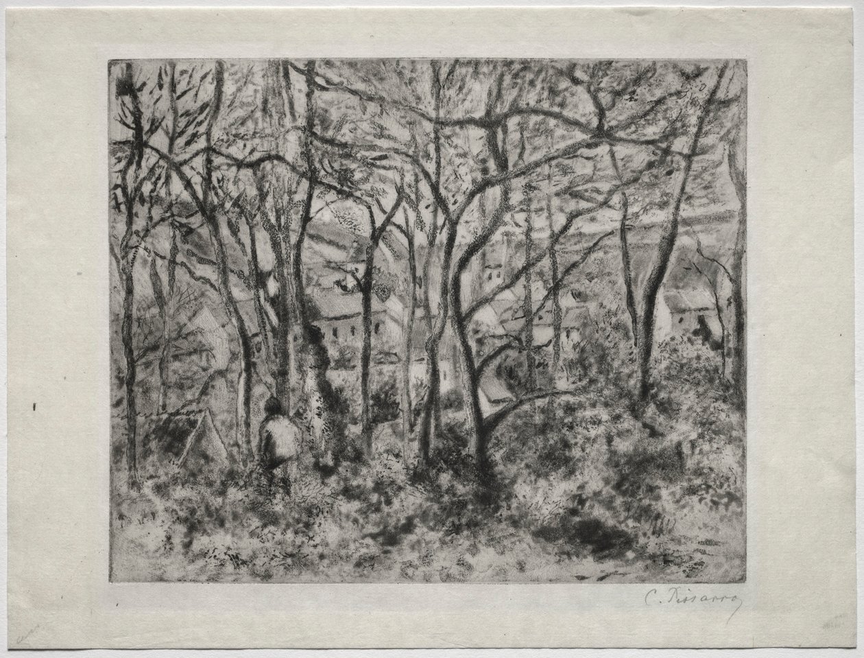 LHermitage, Pontoise, 1879 में वुडेड लैंडस्केप। द्वारा केमिली जैकब पिसारो