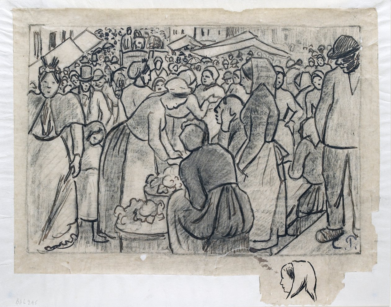 मार्केट ऑफ़ गिज़र्स रुए कैपेविले के लिए संरचनागत अध्ययन, c1893 द्वारा केमिली पिसारो