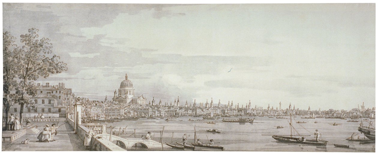 टेम्स नदी का दृश्य, लंदन, c1750 द्वारा कानालेत्तो