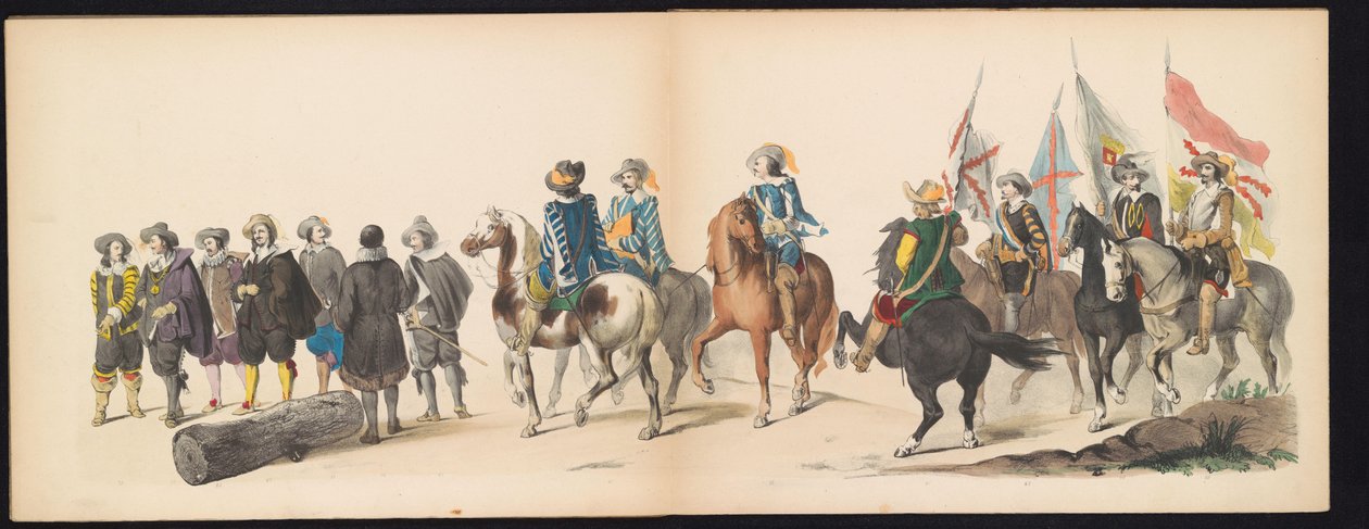 लीडेन के छात्रों का मुखौटा, 1850 (प्लेट 9) 1629 में फ्रेडरिक हेंड्रिक का #39;s-Hertogenbosch में प्रवेश: 11 जून 1850 को लीडेन विश्वविद्यालय के HH छात्रों द्वारा वेशभूषा में प्रदर्शन (वस्तु पर श्रृंखला का शीर्षक) द्वारा कैरल क्रिस्टियान एंटनी लास्ट
