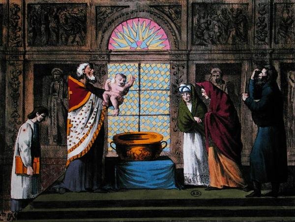 एक रूसी रूढ़िवादी बपतिस्मा, c.1810-20 (रंग लिथो) द्वारा कैरल क्रिश्चियन एंथोनी (बाद में) Last