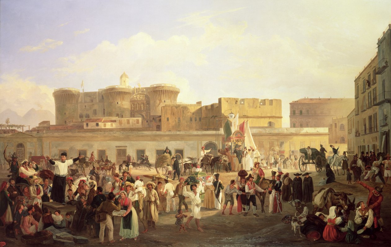 लार्गो डि कास्टेलो में गढ़ती लोक जीवन, c.1850 द्वारा कार्ल विल्हेम गोएत्ज़लोफ़