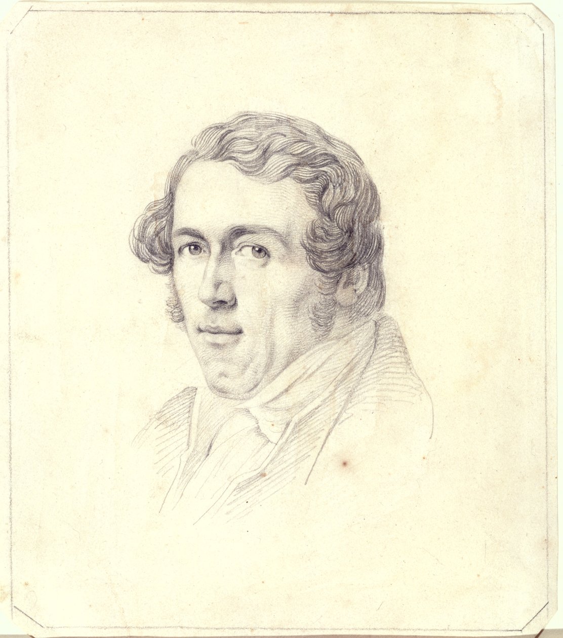 सेल्फ पोर्ट्रेट, c.1825 (पीले कागज पर पेंसिल) द्वारा कार्ल विल्हेम गोएत्ज़लोफ़