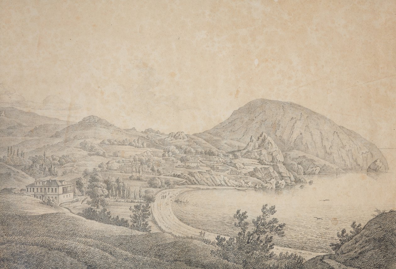 आर्मंड इमैनुएल डू प्लेसिस के मनोर एस्टेट का नजारा, गुरसुफ, 1810 में ड्यूक डे रिचर्डेल द्वारा कार्ल फर्डिनेंड वॉन कुगेलगेन