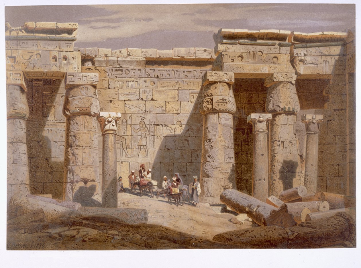 मेदिनेट का मंदिर, थेब्स, 1874 द्वारा कार्ल फ्रेडरिक हेनरिक वर्नर