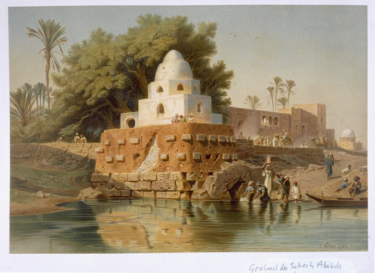 मिनाया, मध्य मिस्र में शेख अबाबदा का मकबरा, 1871 द्वारा कार्ल फ्रेडरिक हेनरिक वर्नर