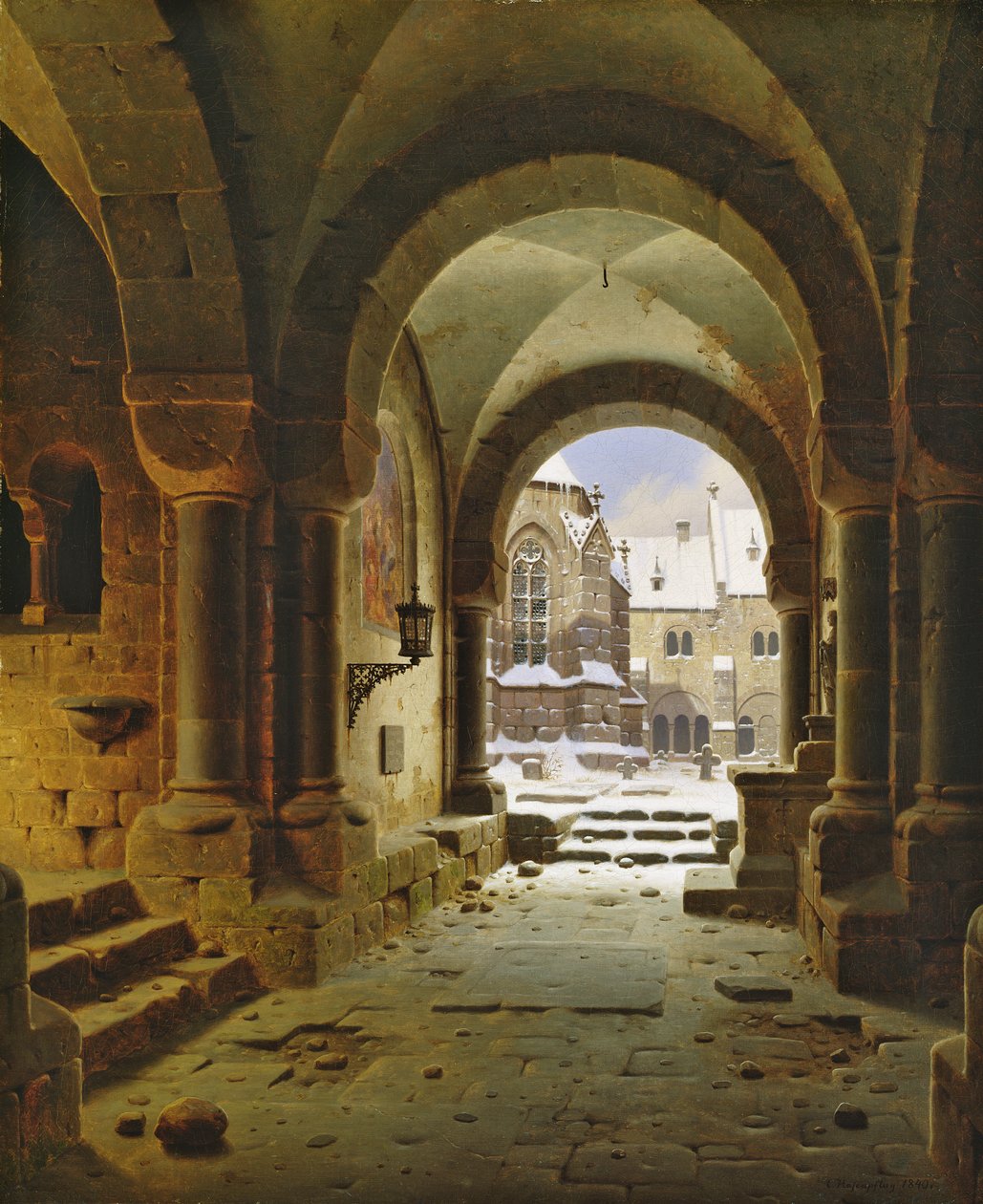 मोनास्ट्री गेट इन विंटर, 1840 द्वारा कार्ल जॉर्ज एडोल्फ हसनपफ्लग