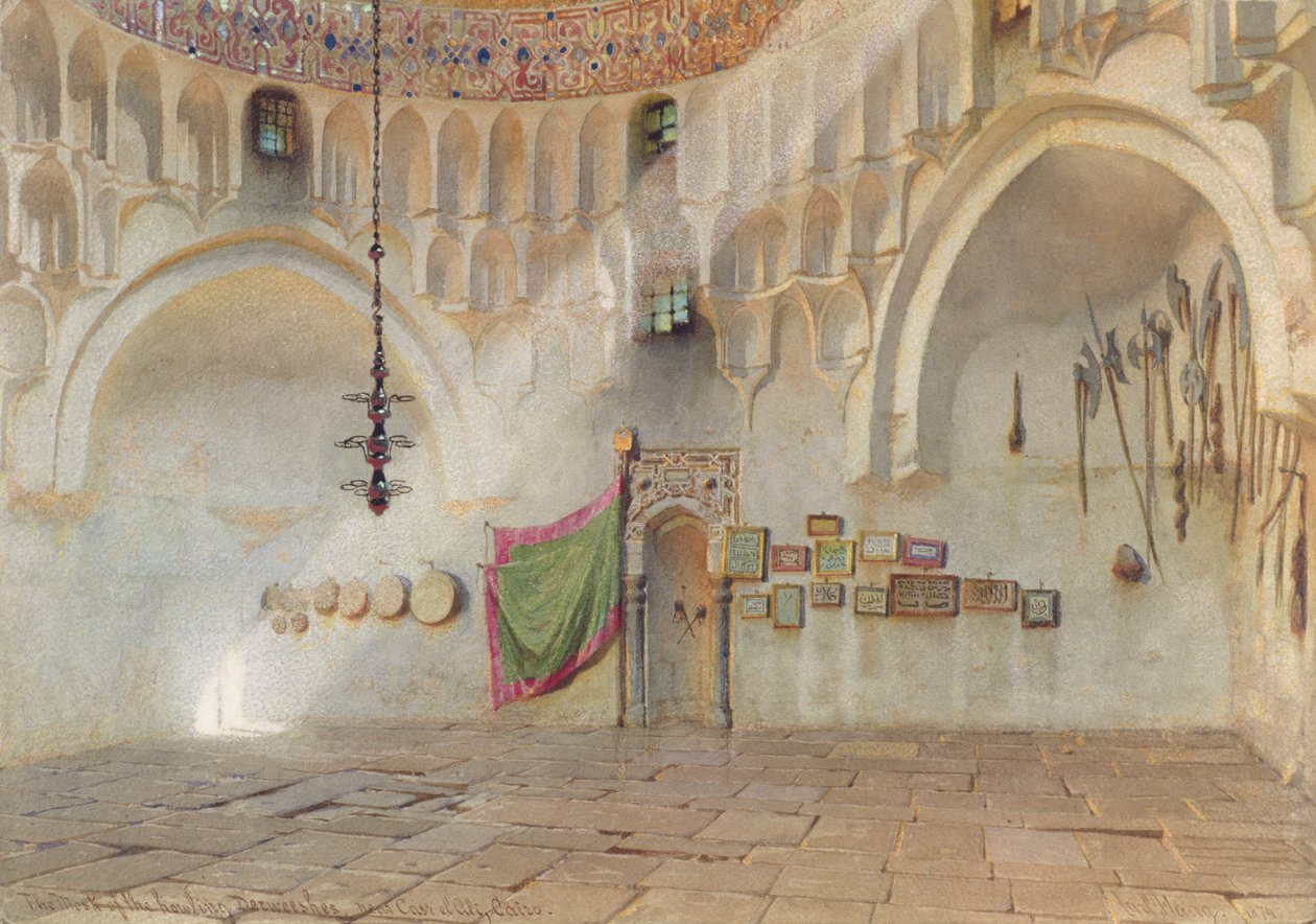 केस एल अली, काहिरा, 1874 (पेपर पर डब्ल्यूसी) के पास, होलिंग डर्वीश का मस्क द्वारा कार्ल हाग