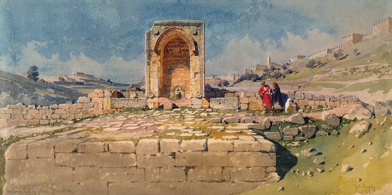 द गिरी, जेरूसलम की घाटी और निचला पूल, 1859 द्वारा कार्ल हाग