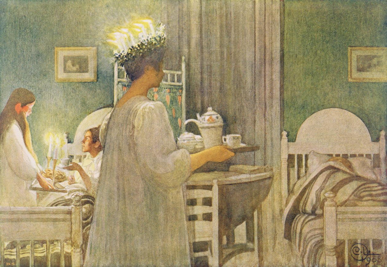 क्रिसमस की सुबह, पब। &39;लेस्स्ट लिक्ट हिनिन&39; (`लेट इन मोर लाइट &39;), 1908 द्वारा कार्ल लार्सन