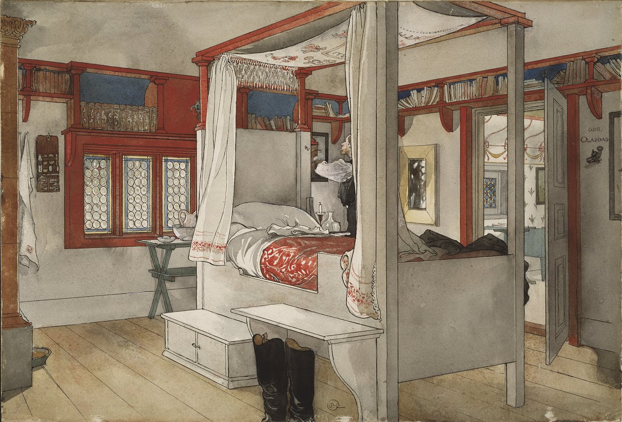 डैडीज़ रूम, ए होम सीरीज़ से, c.1895 (wc पेपर पर) द्वारा कार्ल लार्सन