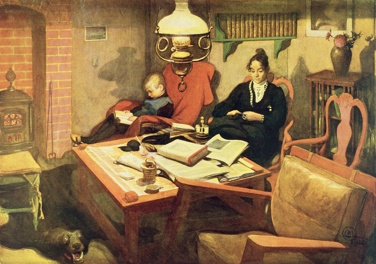 इवनिंग लाइट, पब। &39;लेस्स्ट लिक्ट हिनिन&39; (`लेट इन मोर लाइट &39;), 1908 द्वारा कार्ल लार्सन