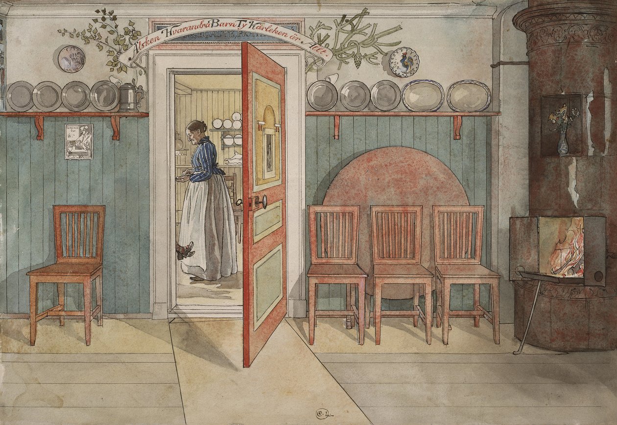ओल्ड अन्ना, ए होम सीरीज़ से, c.1895 (wc पेपर पर) द्वारा कार्ल लार्सन