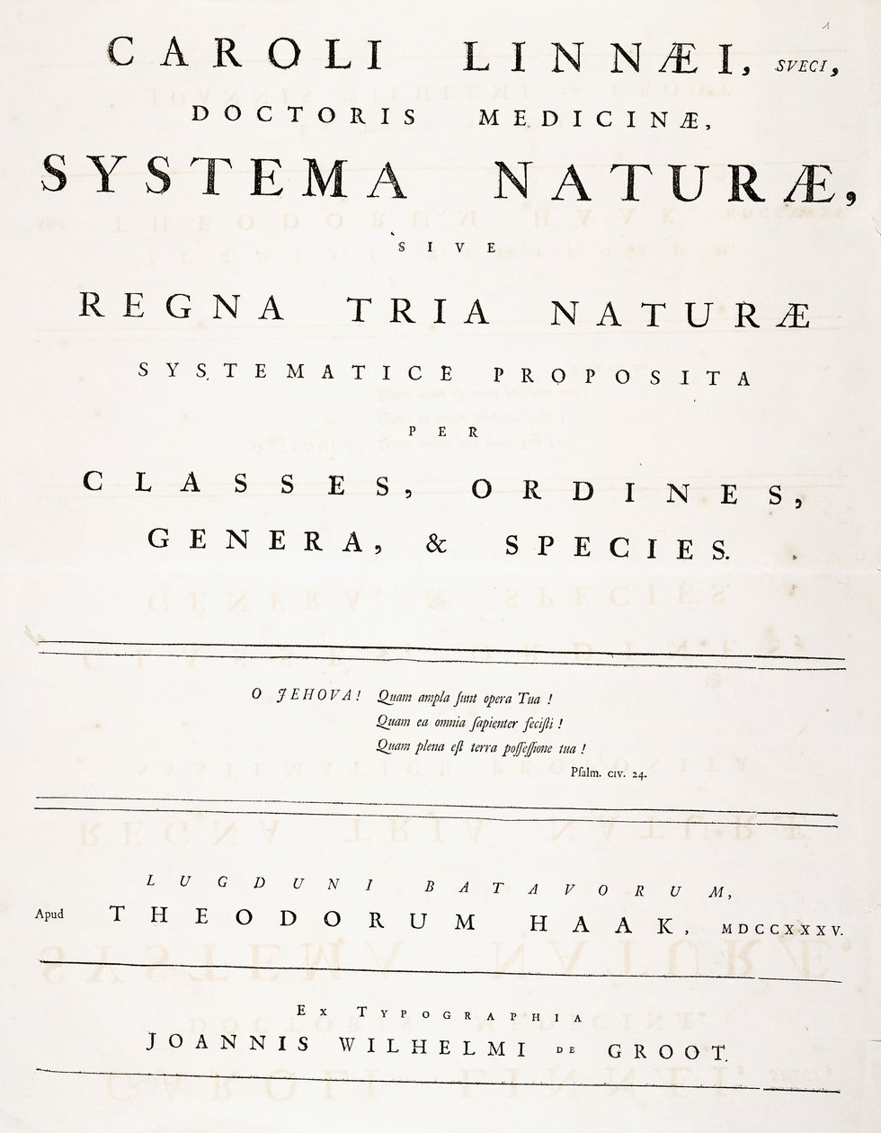 &39;Systema naturae&39; से शीर्षक पृष्ठ द्वारा कार्ल लिनिअस