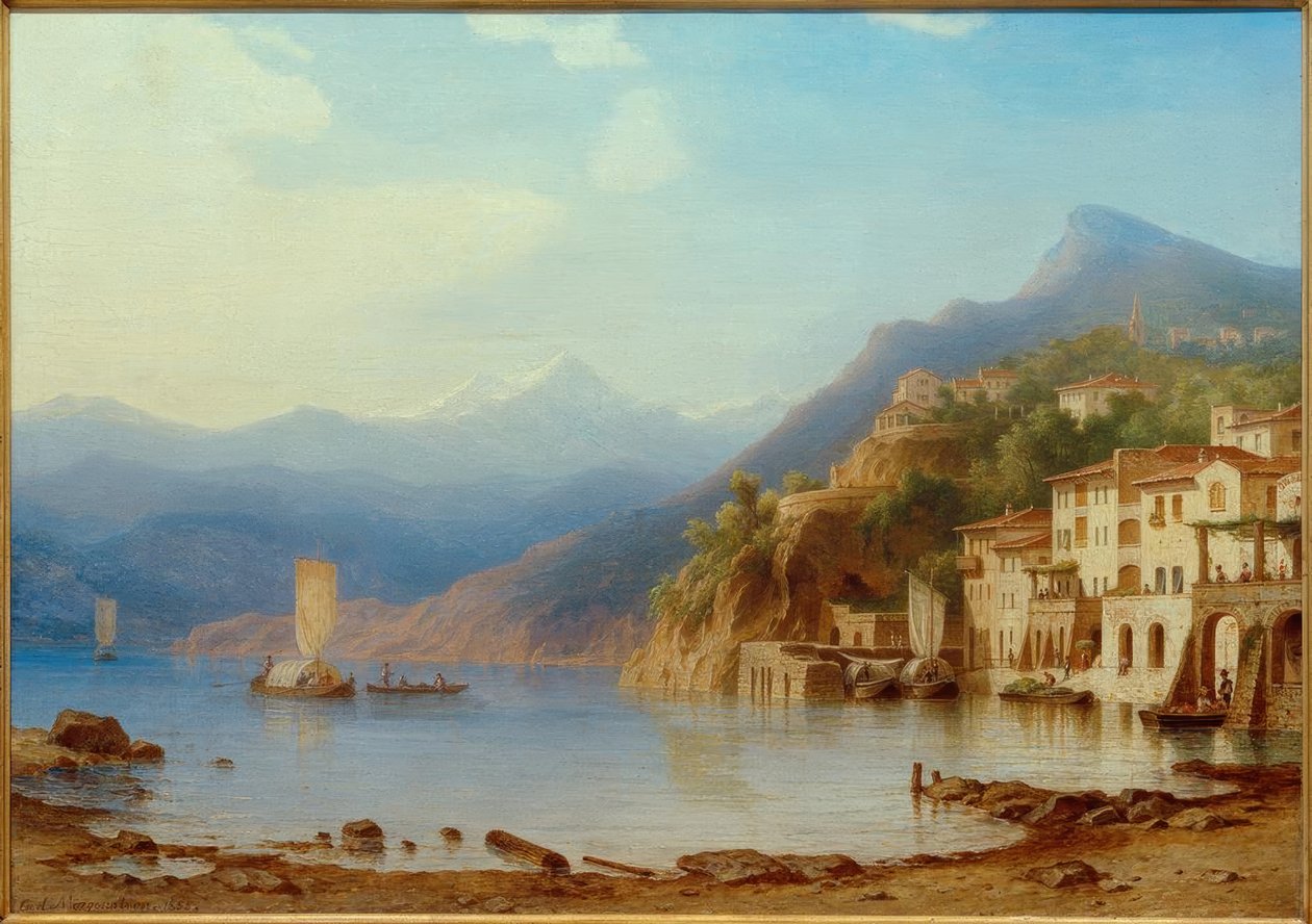 C.Morgenstern, कोमो झील पर Varenna से देखें द्वारा कार्ल मॉर्गेनस्टर्न