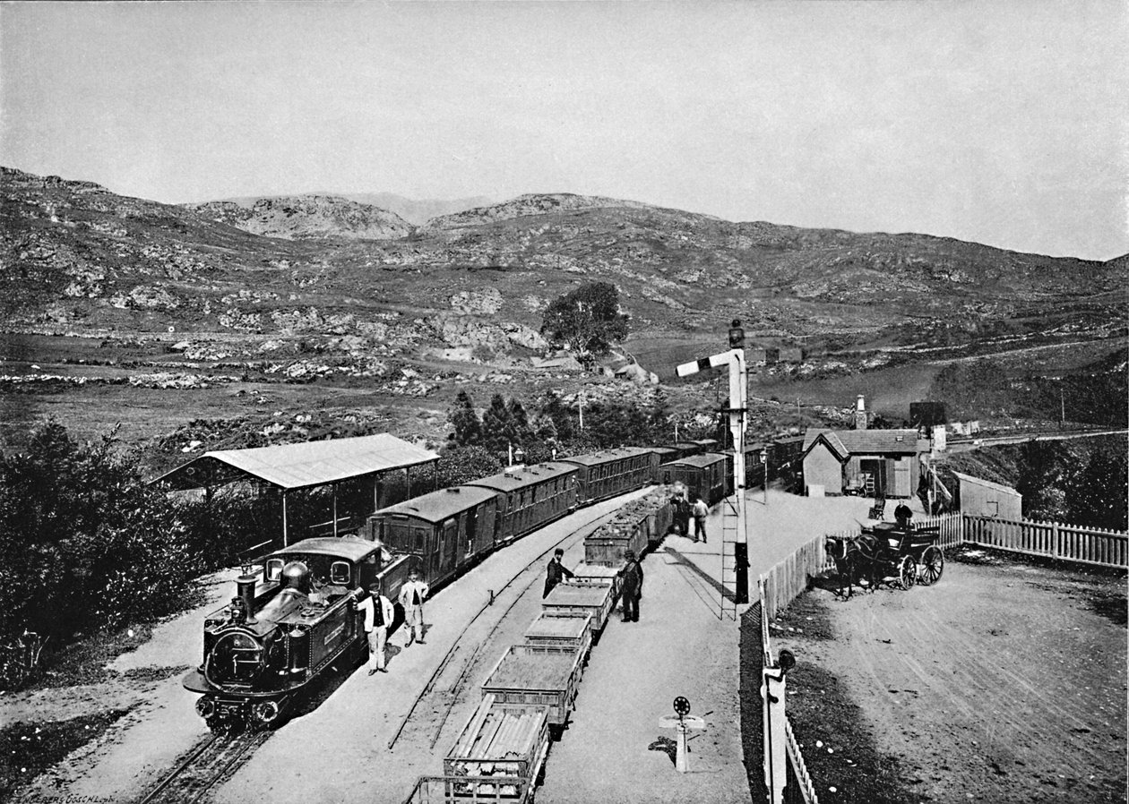 Ffestiniog रेलवे: टैन-वाई-ब्वाल्च स्टेशन, c1896 द्वारा कार्ल नॉर्मन