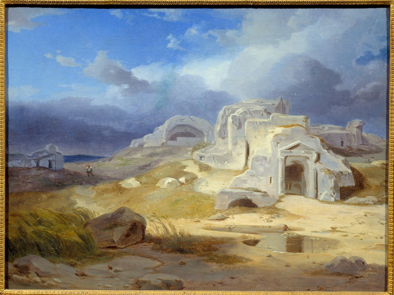 सिरैक्यूज़ में आर्किमिडीज़ का मकबरा। कार्ल रॉटमैन द्वारा पेंटिंग (1798 - 1850) ईसी। सभी। द्वारा कार्ल रॉटमैन