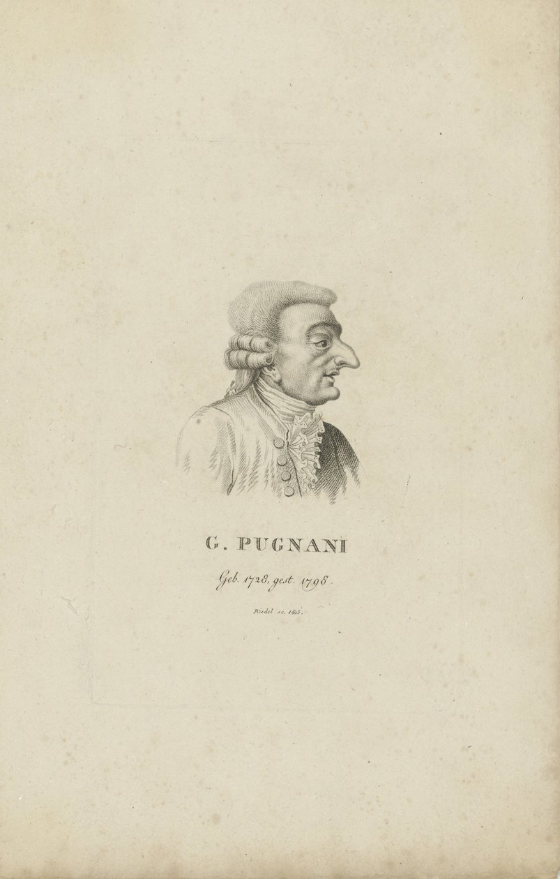 वायलिन वादक और संगीतकार गेटानो पुगनी की पोर्ट्रेट 1731-1798, 1815। द्वारा कार्ल ट्रैगोट रिडेल