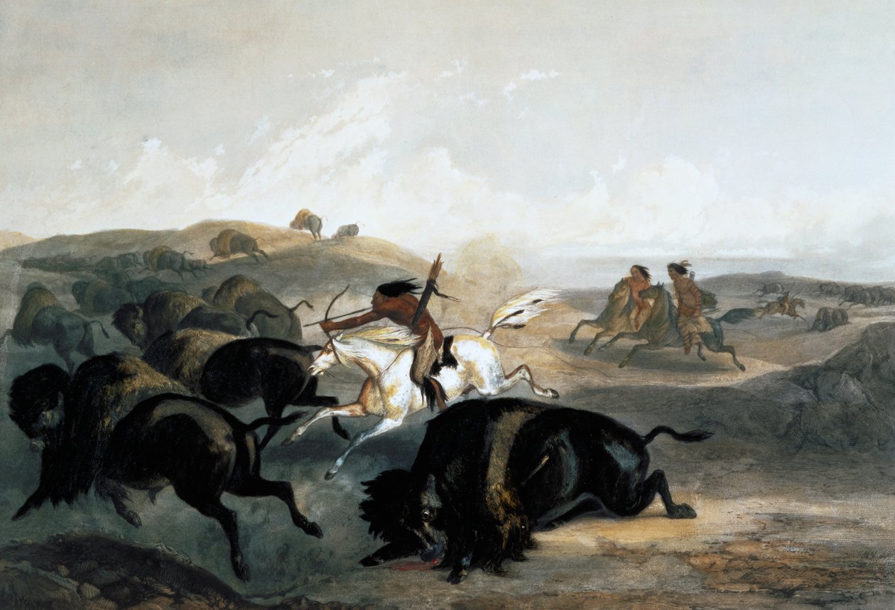 इंडियन्स हंटिंग द बाइसन, 1843 द्वारा कार्ल वोगेल
