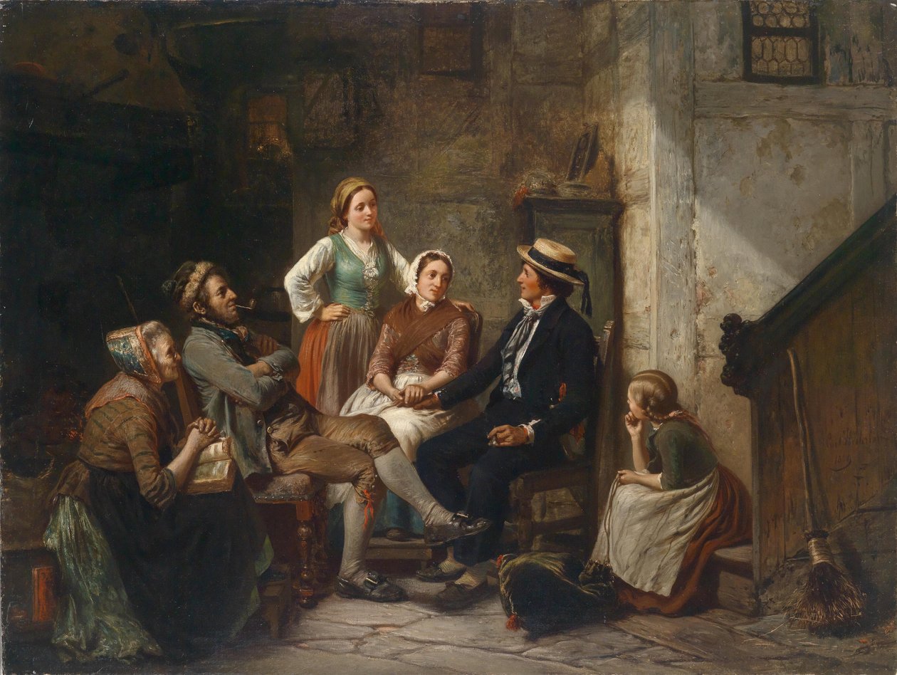 रिटौर डू जीन मारिन - युवा नाविक की वापसी - ह्यूबनेर, कार्ल विल्हेम (1814-1879) - 1859 - कैनवास पर तेल - 79x105 - निजी संग्रह द्वारा कार्ल विल्हेम ह्वेनर