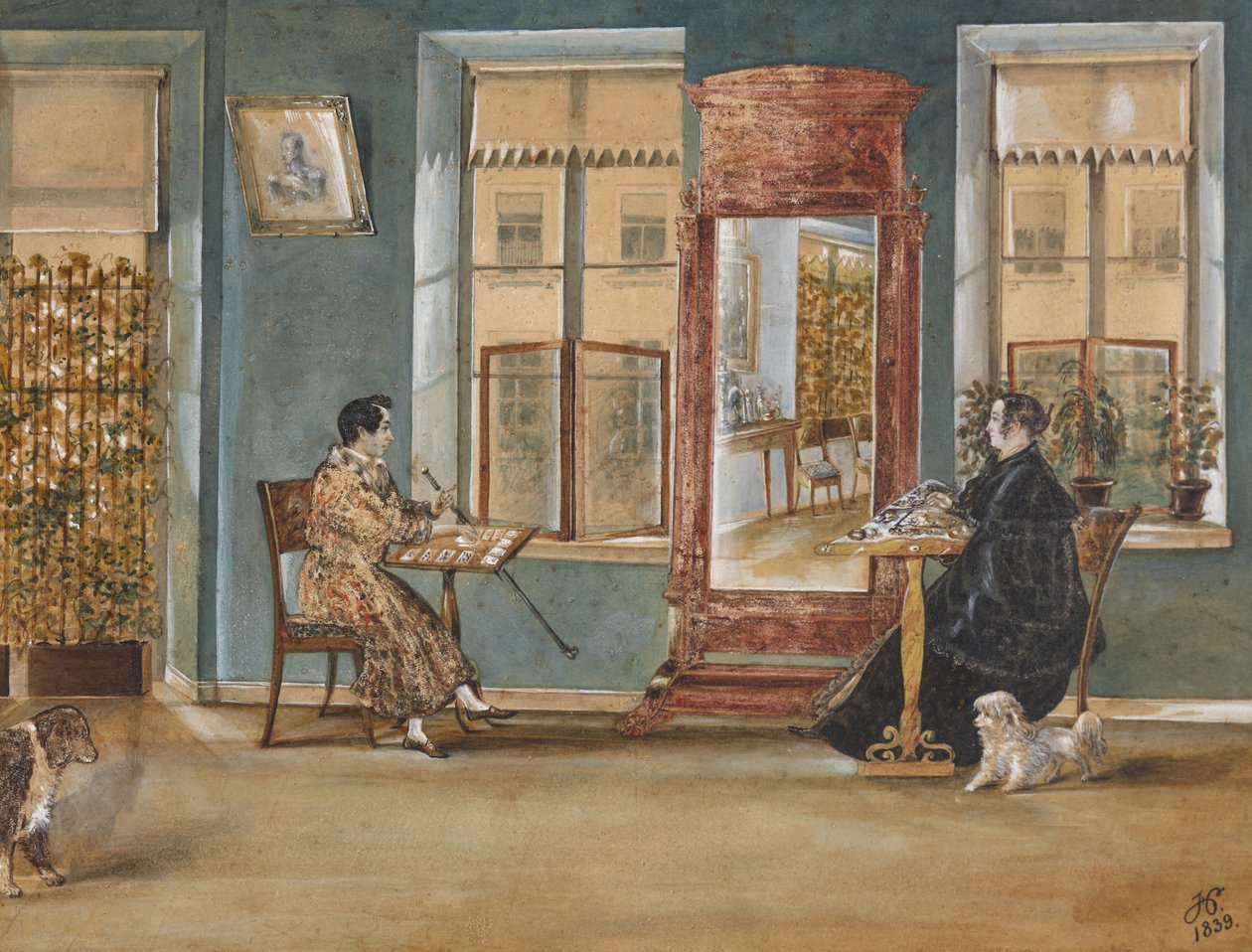 अभिनेता निकोले ओसिपोविच दुर 1807-1839 अपनी महिला के साथ रहने वाले कमरे में, 1839। द्वारा कार्ल वॉन हम्पेलन