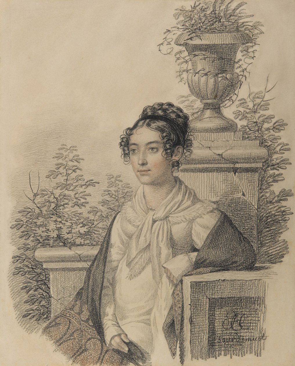 1824 और 1828 के बीच ओल्गा निकोलेवना कोकश्किना का पोर्ट्रेट, नी रेज़नोवा 1802-1828। द्वारा कार्ल वॉन हम्पेलन