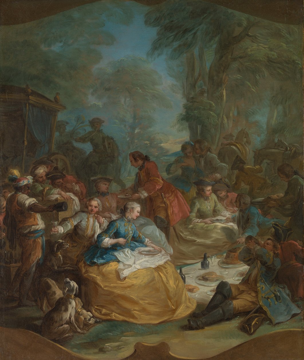 हॉल्ट ऑफ़ द हंट, ca. 1737। द्वारा कारल वैन लू