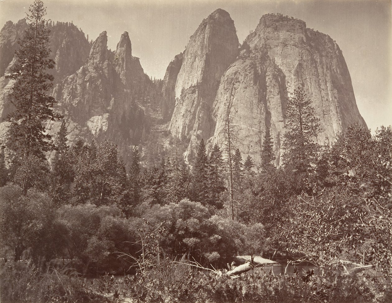 कैथेड्रल रॉक्स एंड स्पियर्स, सीए। 1872, मुद्रित सीए। 1876. द्वारा कार्लटन ई. वॉटकिंस।