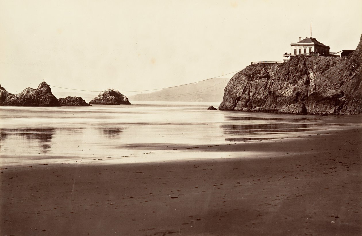 क्लिफ हाउस और सील रॉक, 1868-69, मुद्रित सीए। 1876. द्वारा कार्लटन एम्मन्स वॉटकिंस