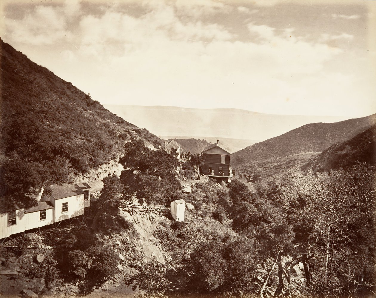 हॉट सल्फर स्प्रिंग्स, सांता बारबरा, 1876, मुद्रित सीए। 1876. द्वारा कार्लटन एम्मन्स वॉटकिंस
