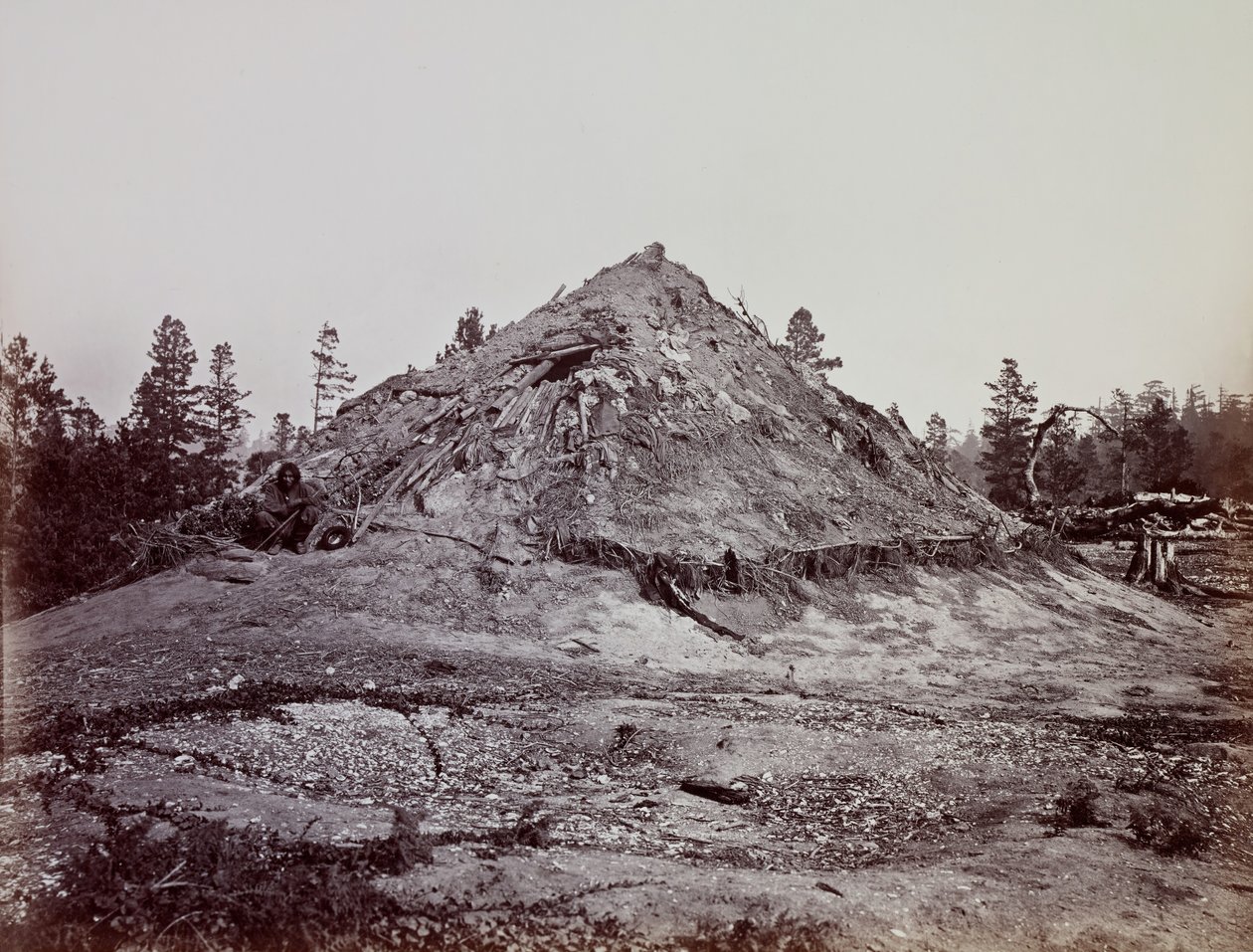 इंडियन स्वेट हाउस, मेंडोकिनो काउंटी, कैलिफोर्निया, 1863। द्वारा कार्लटन एम्मन्स वॉटकिंस