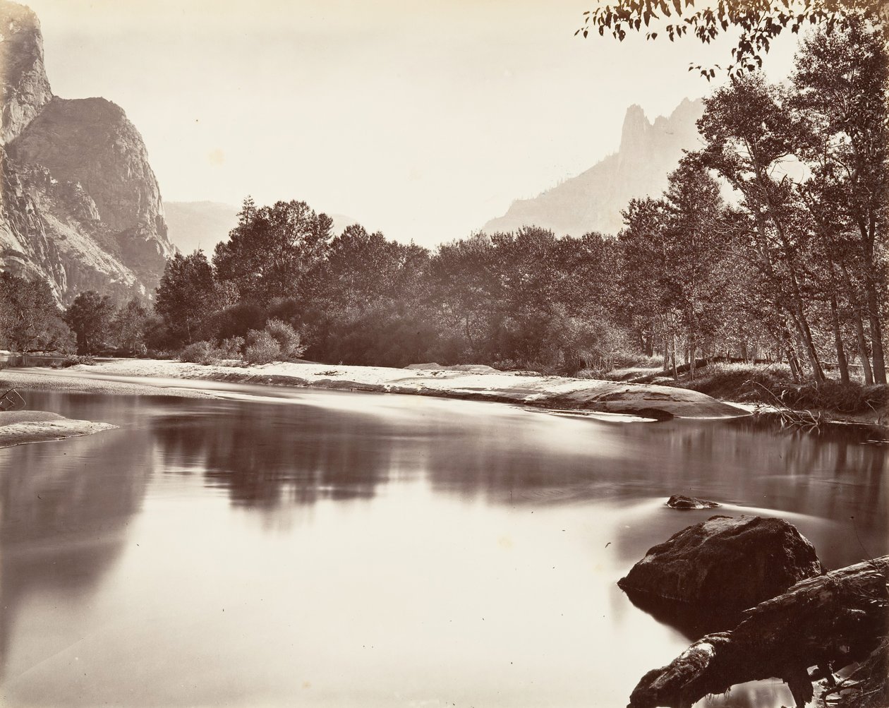योसेमाइट वैली को देखते हुए, सीए। 1872, मुद्रित सीए। 1876. द्वारा कार्लटन एम्मन्स वॉटकिंस