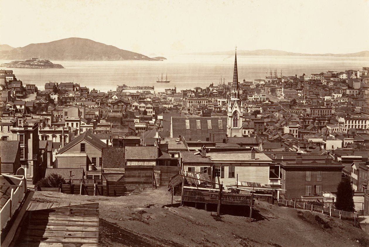 सैन फ्रांसिस्को, कैलिफोर्निया और पॉवेल स्ट्रीट से, 1864, सीए मुद्रित। 1876. द्वारा कार्लटन एम्मन्स वॉटकिंस