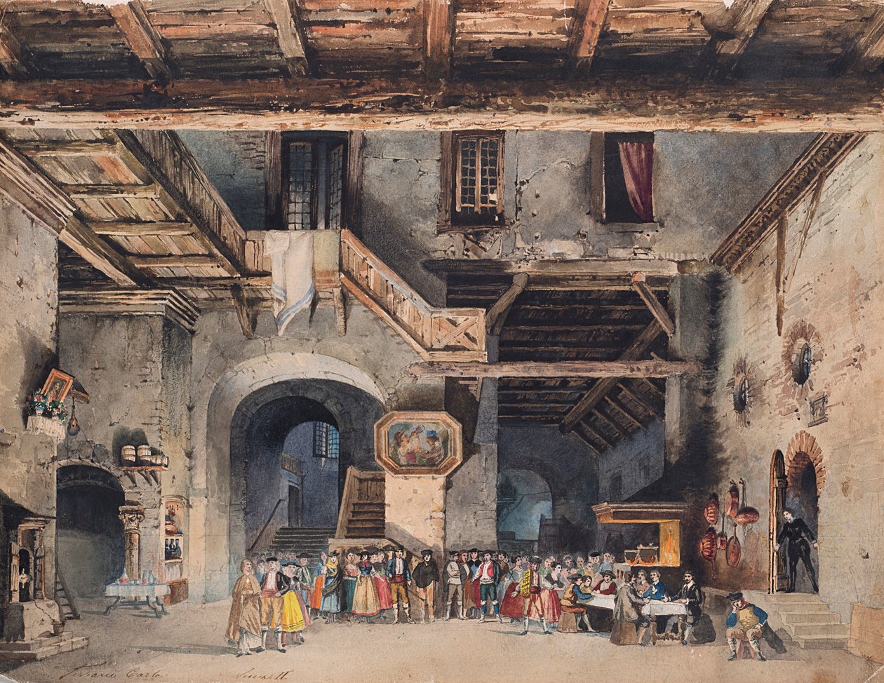 Giuseppe Verdi द्वारा ओपेरा ला फोर्ज़ा डेल डेस्टिनो के लिए डिज़ाइन सेट करें। द्वारा कार्लो फेरारियो