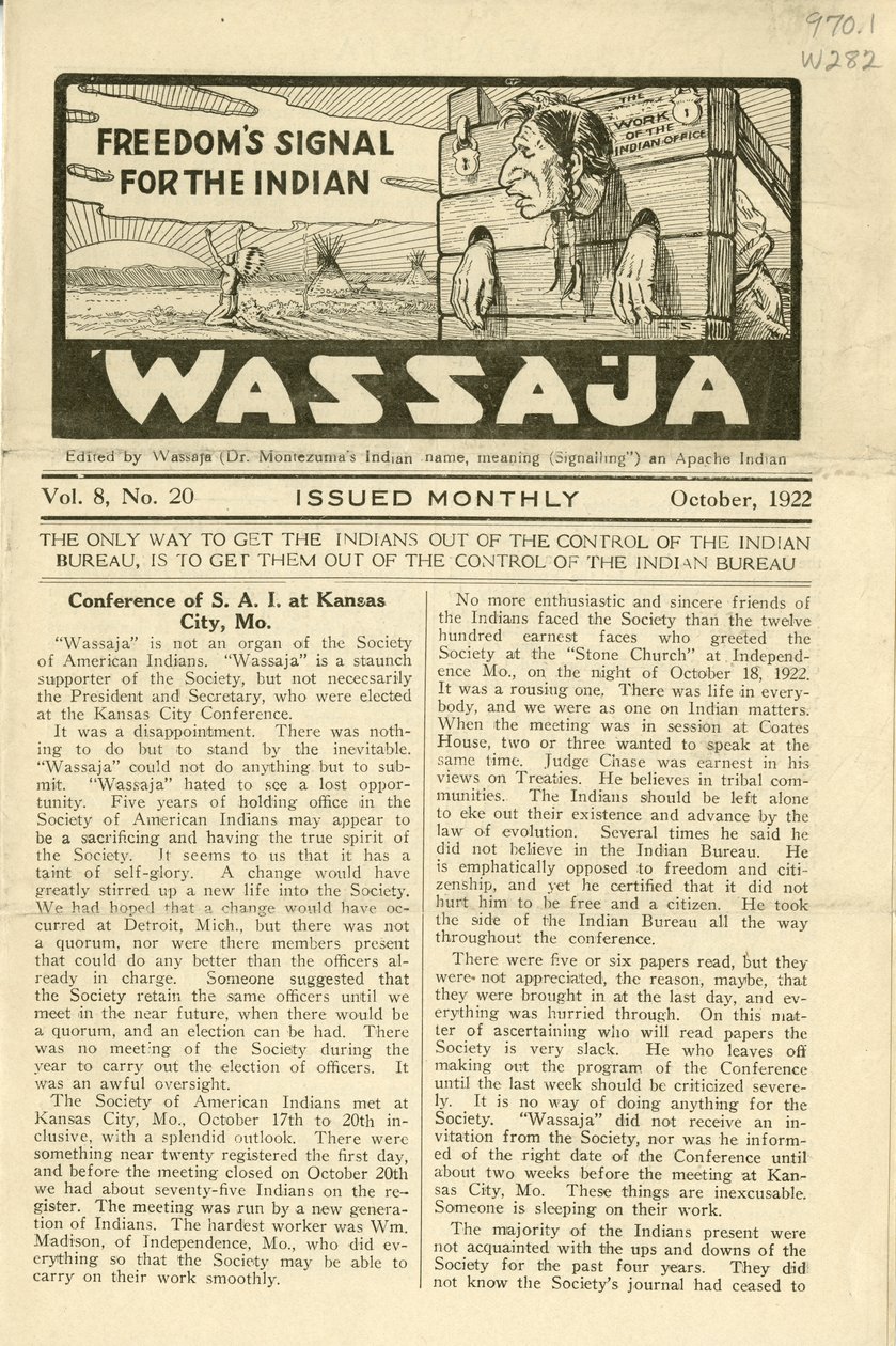 वासाजा का अंक, वॉल्यूम। 8, नंबर 20, अक्टूबर 1922 द्वारा कार्लोस मोंटेज़ुमा