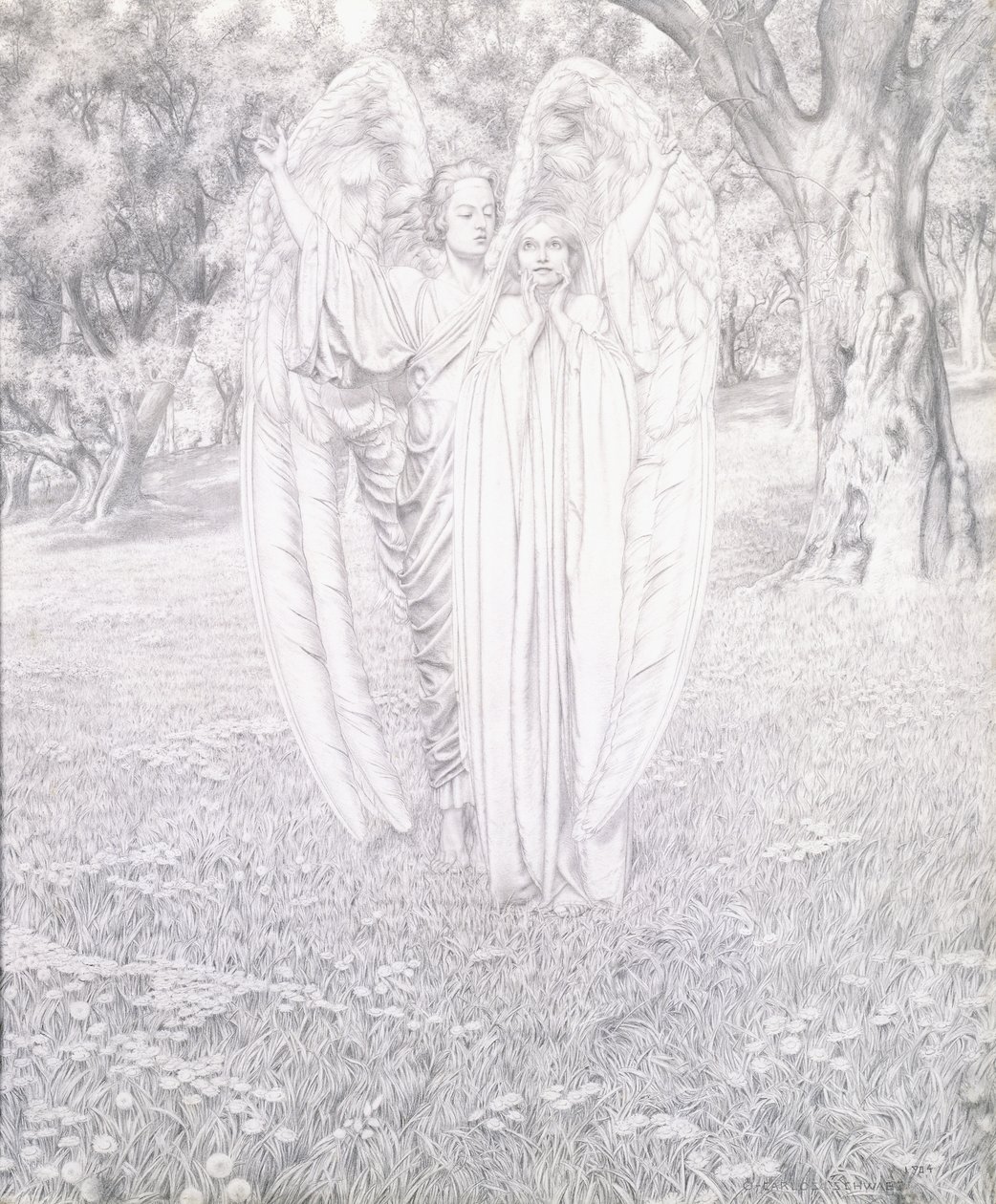 दो एन्जिल्स, 1904 द्वारा कार्लोस श्वाबे