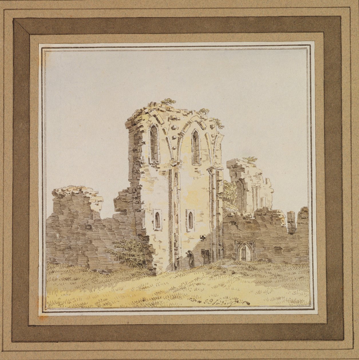 मठ खंडहर (गोथिक चर्च रुइन), c.1806 (कागज पर कलम और स्याही और wc) द्वारा कैस्पर डेविड फ्रेडरिक