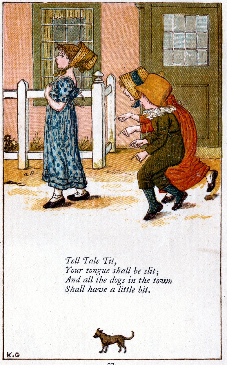 केट ग्रीनवे 1846-1901, 'टेल टेल टाइट योर टॉउंज शाल बी स्लिट' के लिए चित्रण द्वारा कैथरीन ग्रीनवे