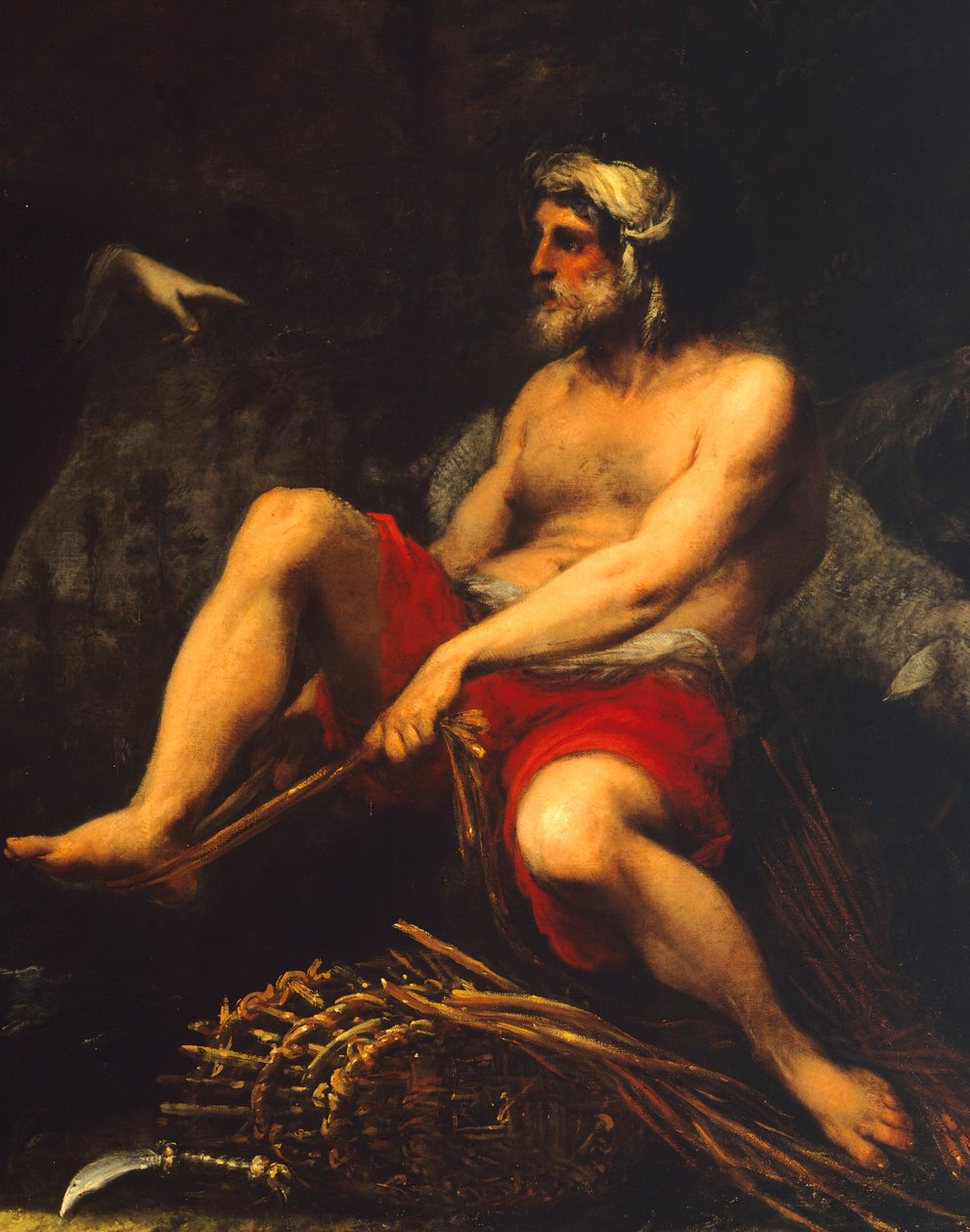 चरवाहों के बीच एर्मिनिया, सेको ब्रावो (1607-1661) द्वारा, विवरण द्वारा सेको ब्रावो